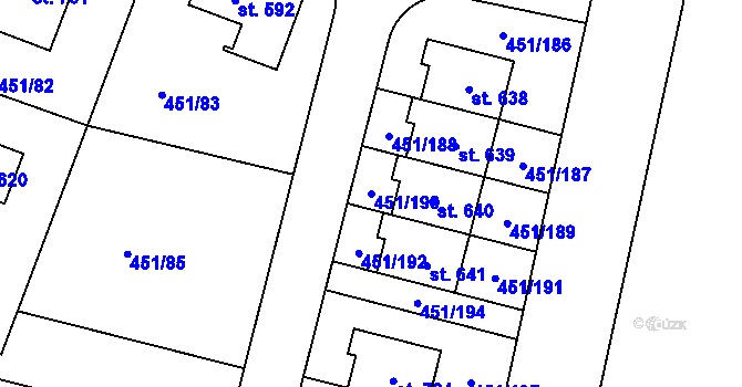 Parcela st. 451/190 v KÚ Horoušany, Katastrální mapa