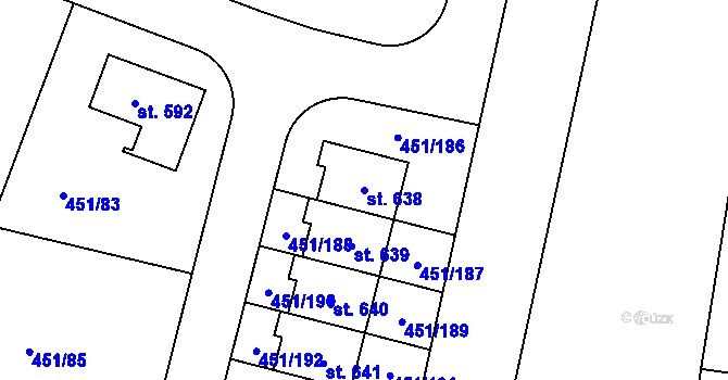 Parcela st. 638 v KÚ Horoušany, Katastrální mapa
