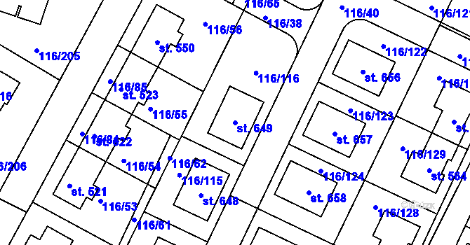 Parcela st. 649 v KÚ Horoušany, Katastrální mapa