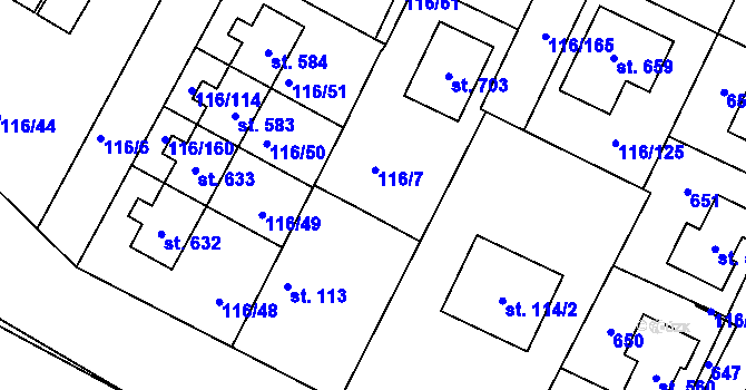 Parcela st. 116/162 v KÚ Horoušany, Katastrální mapa