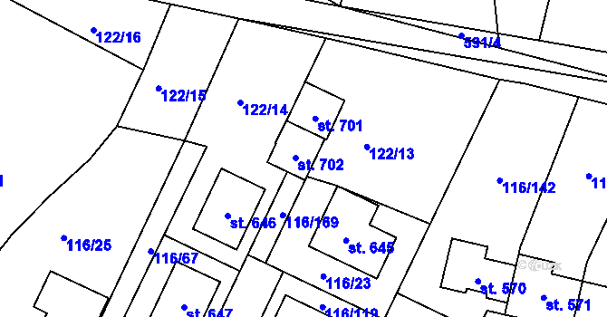 Parcela st. 122/24 v KÚ Horoušany, Katastrální mapa