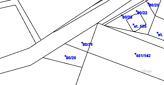 Parcela st. 80/31 v KÚ Horoušany, Katastrální mapa