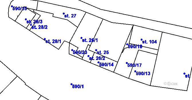 Parcela st. 25 v KÚ Horoušany, Katastrální mapa