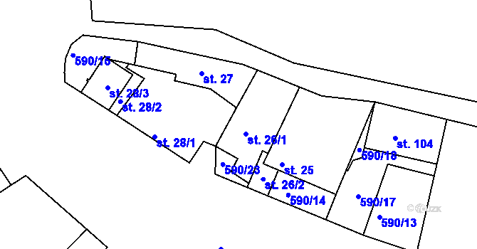 Parcela st. 26 v KÚ Horoušany, Katastrální mapa