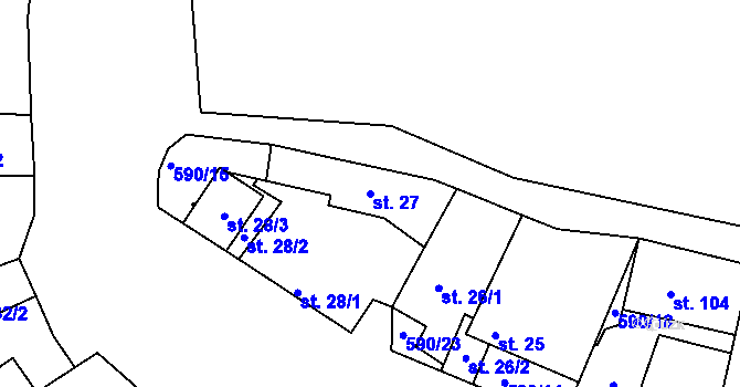 Parcela st. 27 v KÚ Horoušany, Katastrální mapa