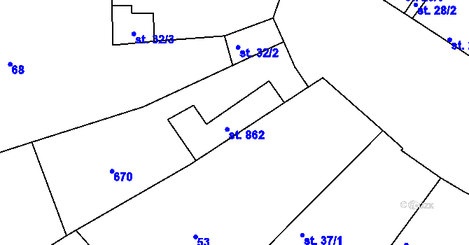 Parcela st. 33 v KÚ Horoušany, Katastrální mapa