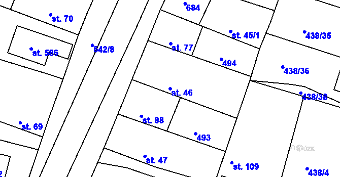 Parcela st. 46 v KÚ Horoušany, Katastrální mapa