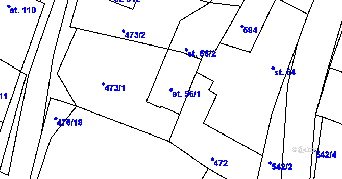 Parcela st. 56/1 v KÚ Horoušany, Katastrální mapa