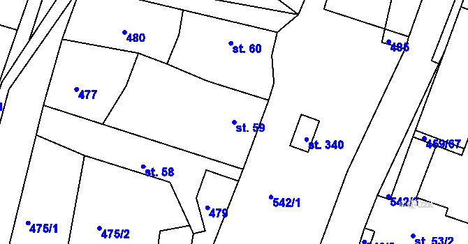 Parcela st. 59 v KÚ Horoušany, Katastrální mapa
