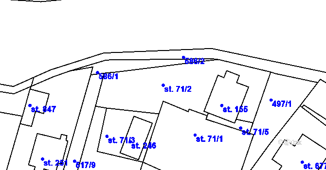 Parcela st. 71/2 v KÚ Horoušany, Katastrální mapa