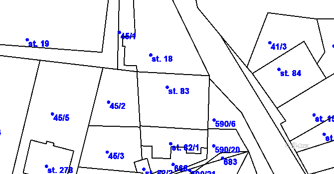 Parcela st. 83 v KÚ Horoušany, Katastrální mapa
