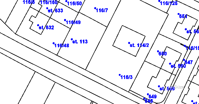 Parcela st. 114 v KÚ Horoušany, Katastrální mapa