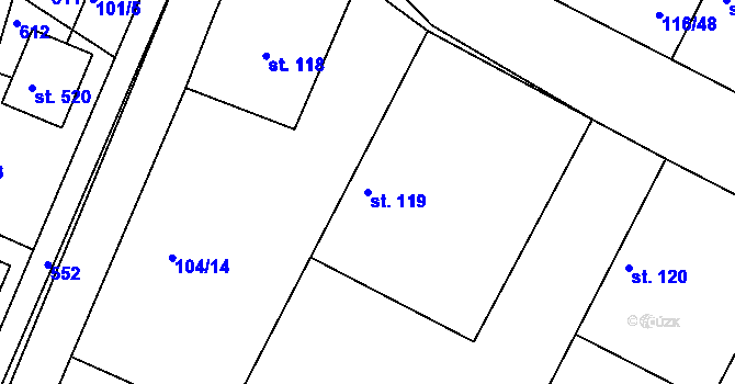 Parcela st. 119 v KÚ Horoušany, Katastrální mapa