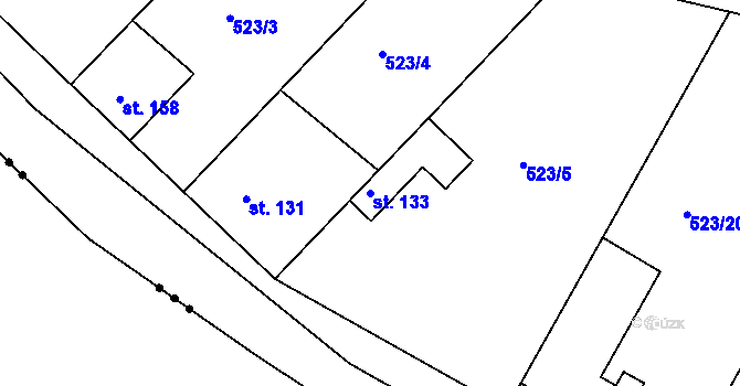 Parcela st. 133 v KÚ Horoušany, Katastrální mapa
