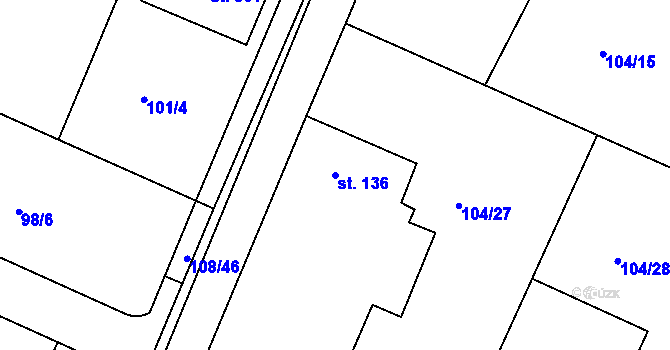 Parcela st. 136 v KÚ Horoušany, Katastrální mapa