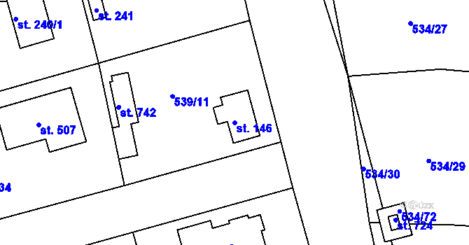Parcela st. 146 v KÚ Horoušany, Katastrální mapa