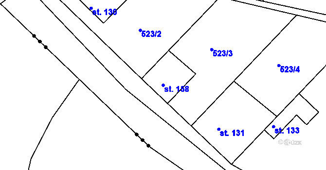Parcela st. 158 v KÚ Horoušany, Katastrální mapa