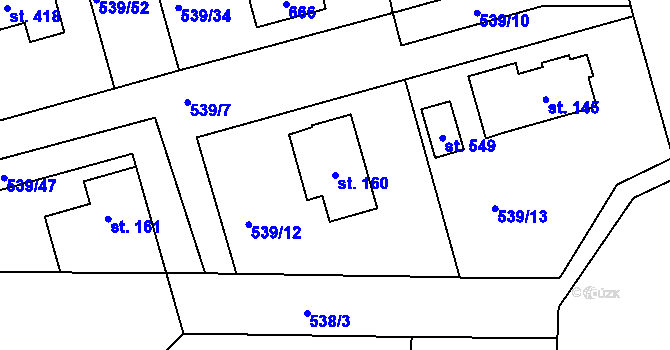 Parcela st. 160 v KÚ Horoušany, Katastrální mapa