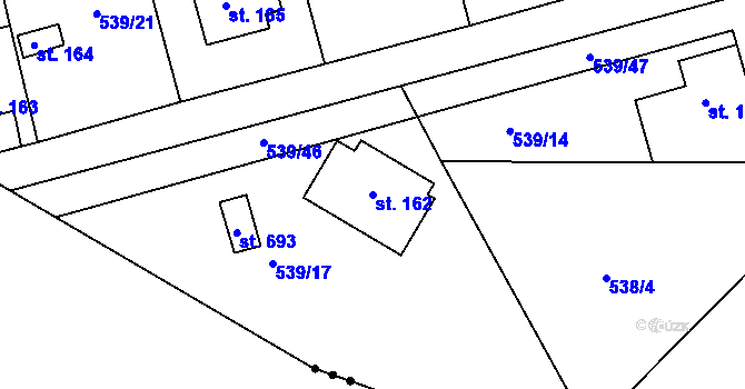 Parcela st. 162 v KÚ Horoušany, Katastrální mapa