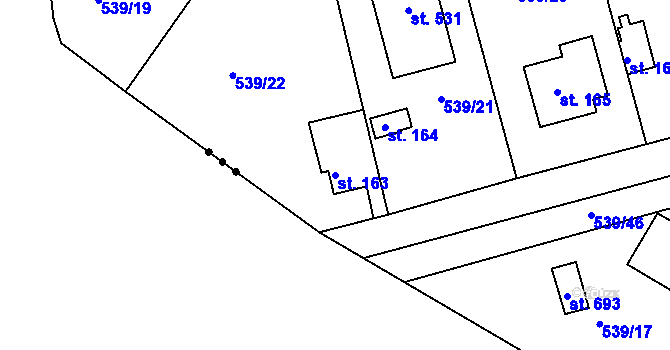 Parcela st. 163 v KÚ Horoušany, Katastrální mapa