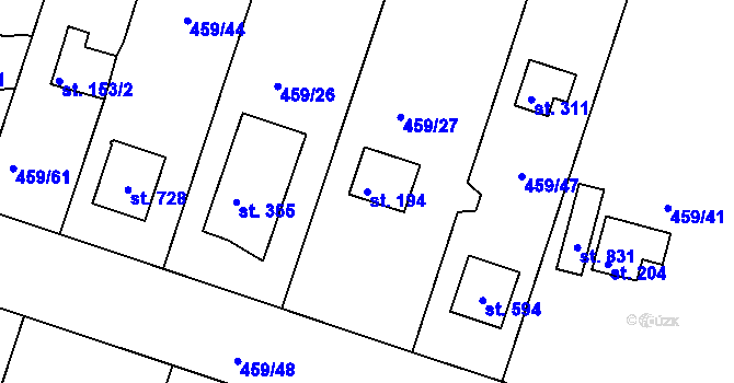 Parcela st. 194 v KÚ Horoušany, Katastrální mapa