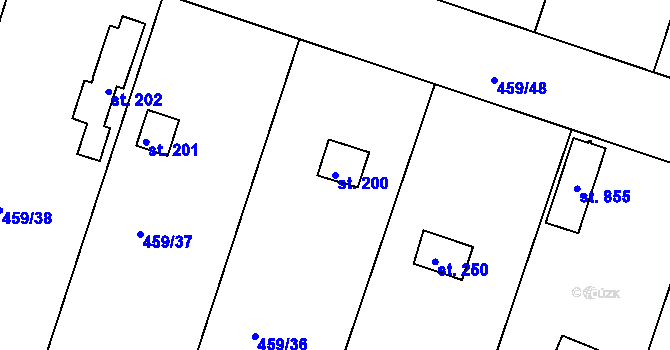 Parcela st. 200 v KÚ Horoušany, Katastrální mapa