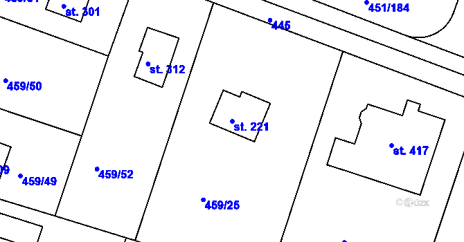 Parcela st. 221 v KÚ Horoušany, Katastrální mapa