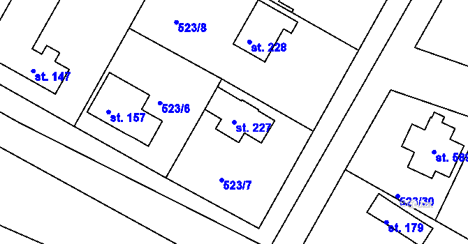 Parcela st. 227 v KÚ Horoušany, Katastrální mapa