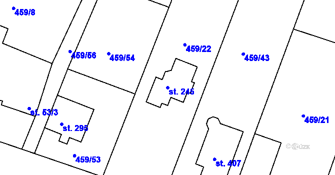 Parcela st. 245 v KÚ Horoušany, Katastrální mapa