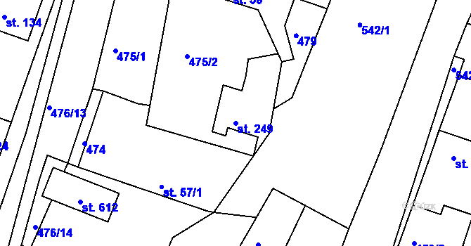 Parcela st. 249 v KÚ Horoušany, Katastrální mapa