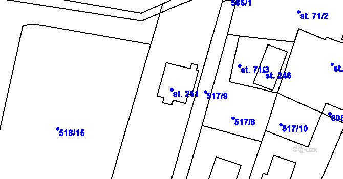 Parcela st. 251 v KÚ Horoušany, Katastrální mapa