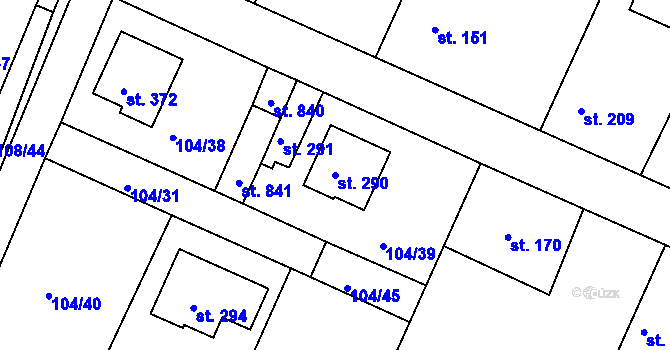 Parcela st. 290 v KÚ Horoušany, Katastrální mapa