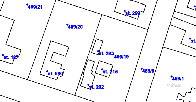 Parcela st. 293 v KÚ Horoušany, Katastrální mapa