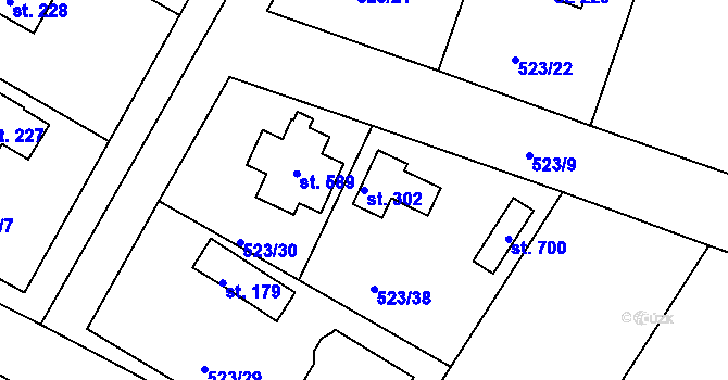 Parcela st. 302 v KÚ Horoušany, Katastrální mapa