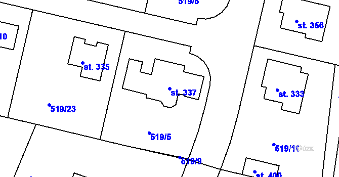 Parcela st. 337 v KÚ Horoušany, Katastrální mapa