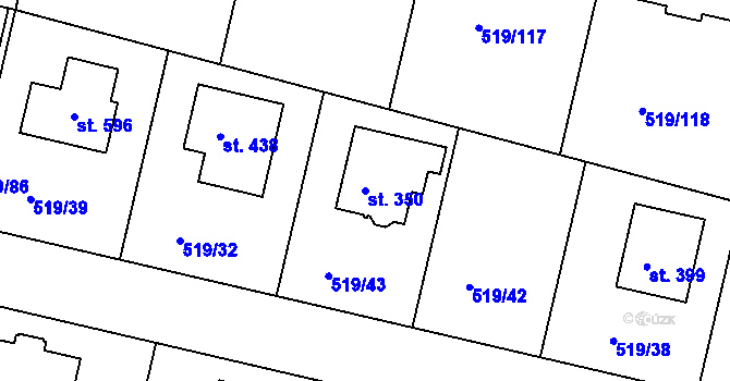 Parcela st. 350 v KÚ Horoušany, Katastrální mapa