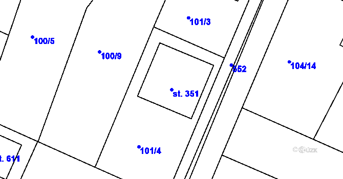 Parcela st. 351 v KÚ Horoušany, Katastrální mapa