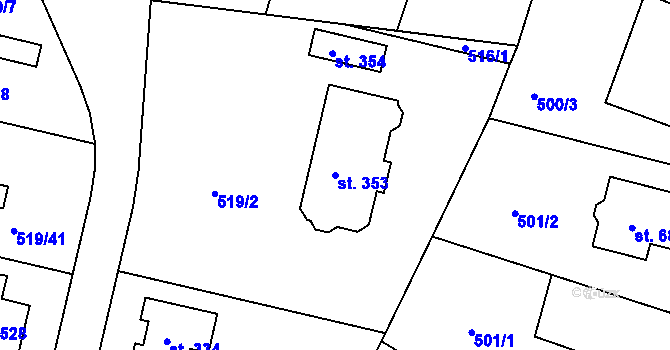 Parcela st. 353 v KÚ Horoušany, Katastrální mapa