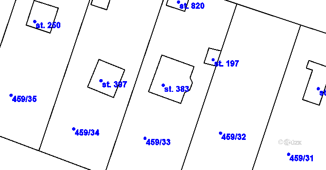 Parcela st. 383 v KÚ Horoušany, Katastrální mapa