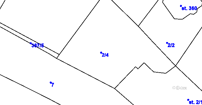 Parcela st. 2/4 v KÚ Horoušany, Katastrální mapa
