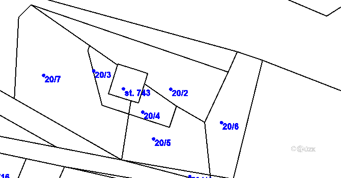 Parcela st. 20/2 v KÚ Horoušany, Katastrální mapa