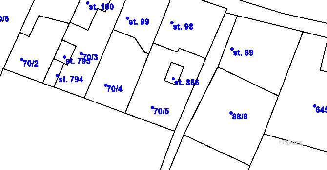 Parcela st. 70/5 v KÚ Horoušany, Katastrální mapa