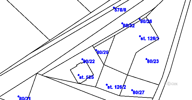 Parcela st. 80/25 v KÚ Horoušany, Katastrální mapa