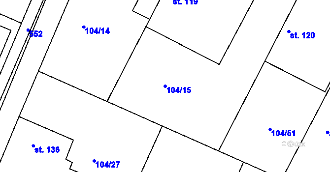 Parcela st. 104/15 v KÚ Horoušany, Katastrální mapa