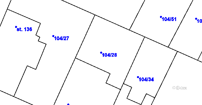 Parcela st. 104/28 v KÚ Horoušany, Katastrální mapa