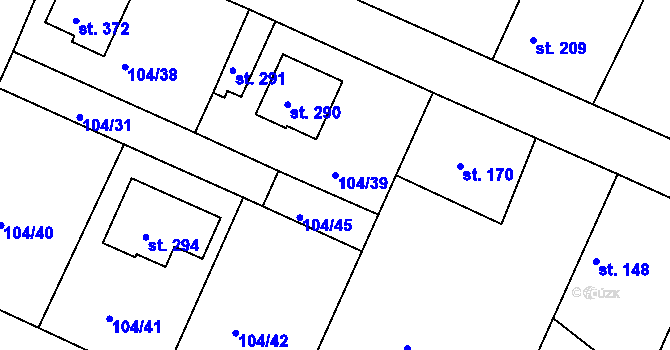 Parcela st. 104/39 v KÚ Horoušany, Katastrální mapa