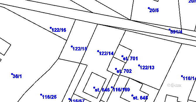 Parcela st. 122/14 v KÚ Horoušany, Katastrální mapa