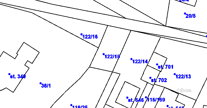 Parcela st. 122/15 v KÚ Horoušany, Katastrální mapa