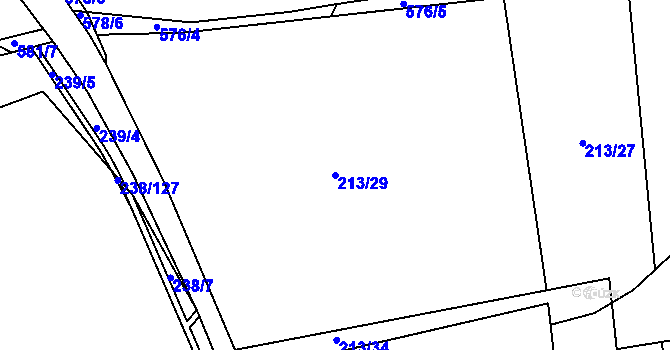 Parcela st. 213/29 v KÚ Horoušany, Katastrální mapa
