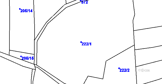 Parcela st. 222/1 v KÚ Horoušany, Katastrální mapa